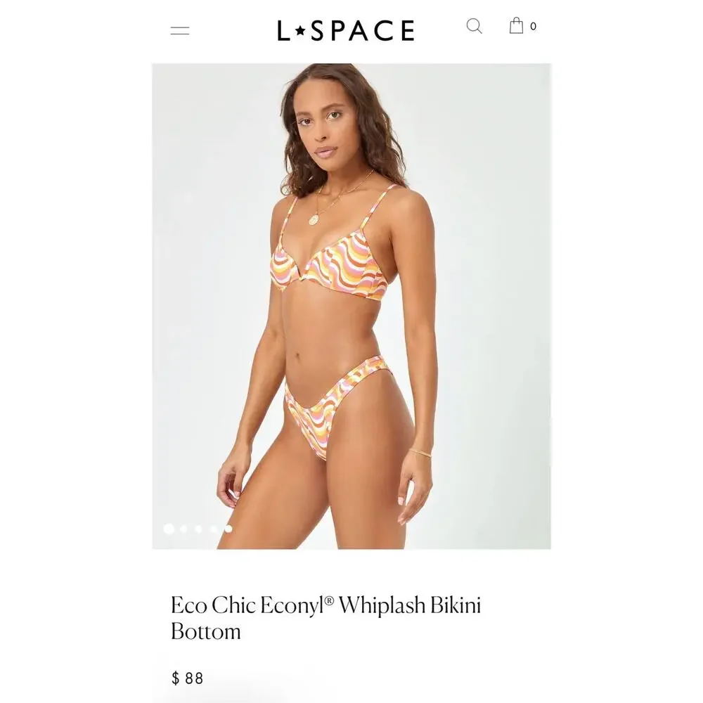 NWT! L*Space Eco Chic Econyl Whiplash Bikini Bottom - Size Small